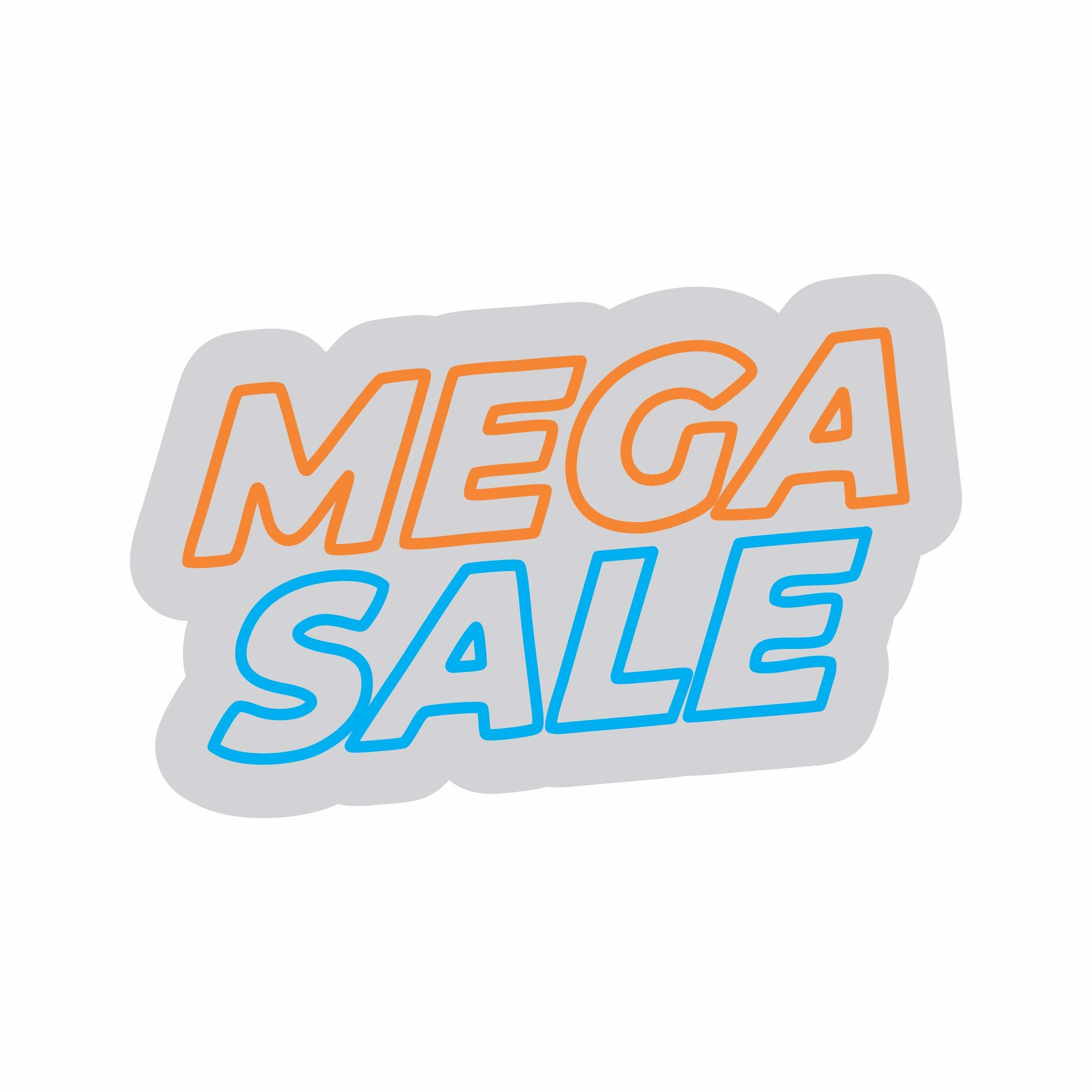 Custom Neon | Mega Sale Neon Sign | 15x23 | Orange Light Blue Neon Sign for Retail and Decor 3