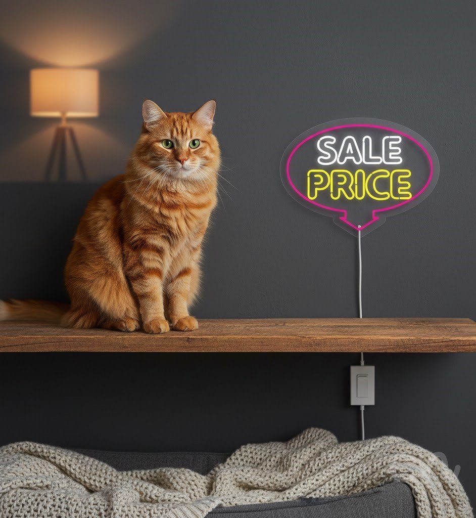 Custom Neon | Sale Price Neon Sign | 18x24 | White Yellow Pink Lighted Decor 2