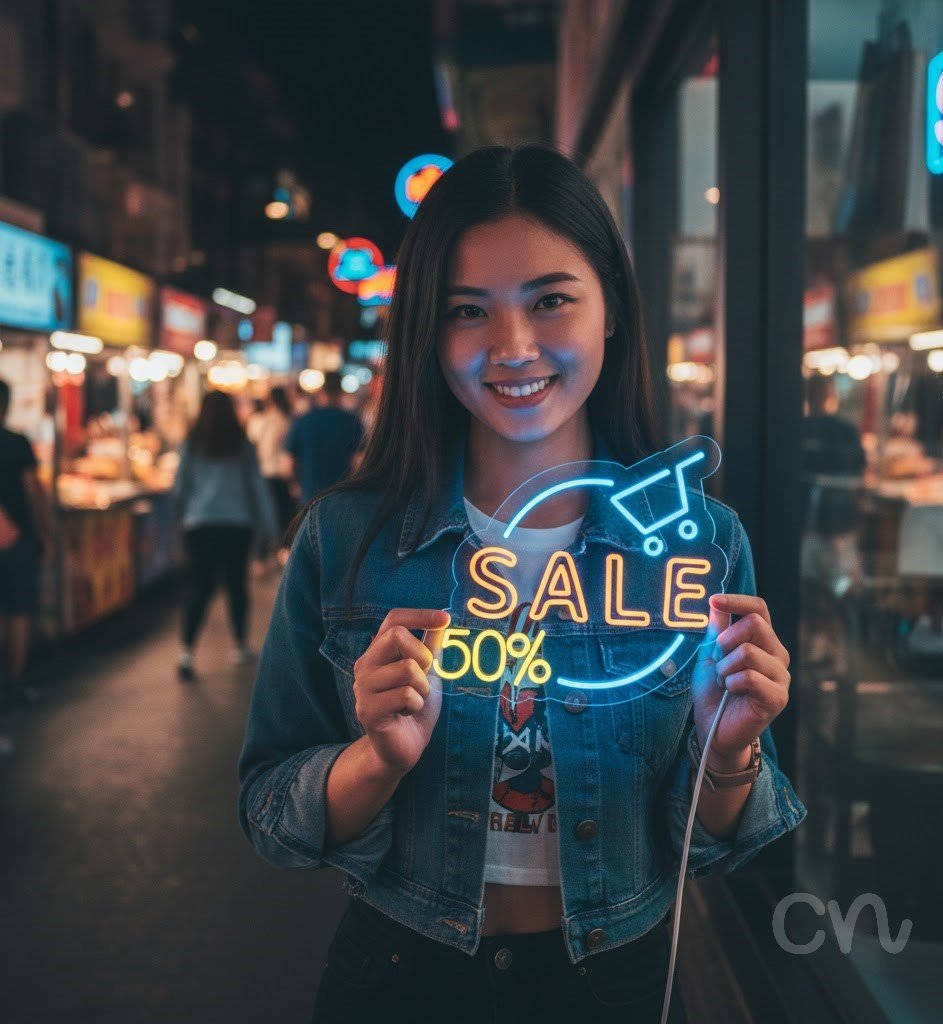 Custom Neon | Sale 50% Neon Sign | 20x22 Inches | Orange Yellow Blue Neon Sign