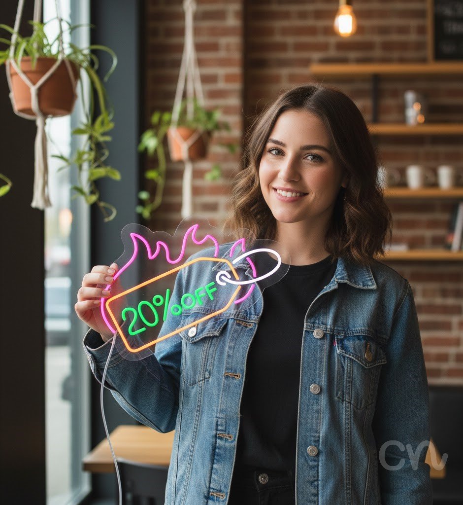 Custom Neon | 20% Off Neon Sign | 18x23 | Red, Orange, Green, White