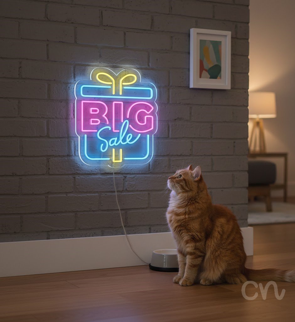 Custom Neon | Big Sale Neon Sign | 20x18 | Hot Pink Ice Blue Yellow 2