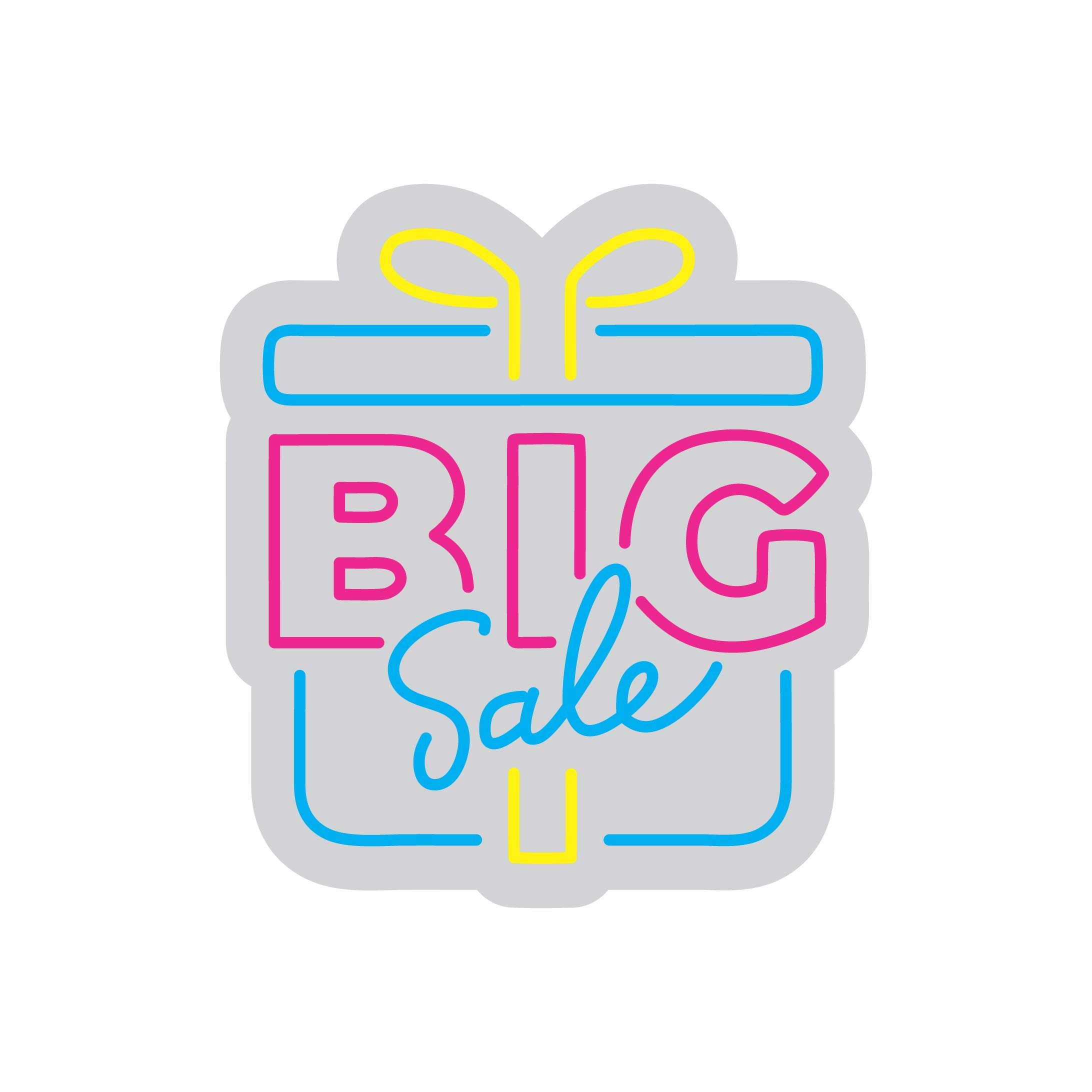 Custom Neon | Big Sale Neon Sign | 20x18 | Hot Pink Ice Blue Yellow 3