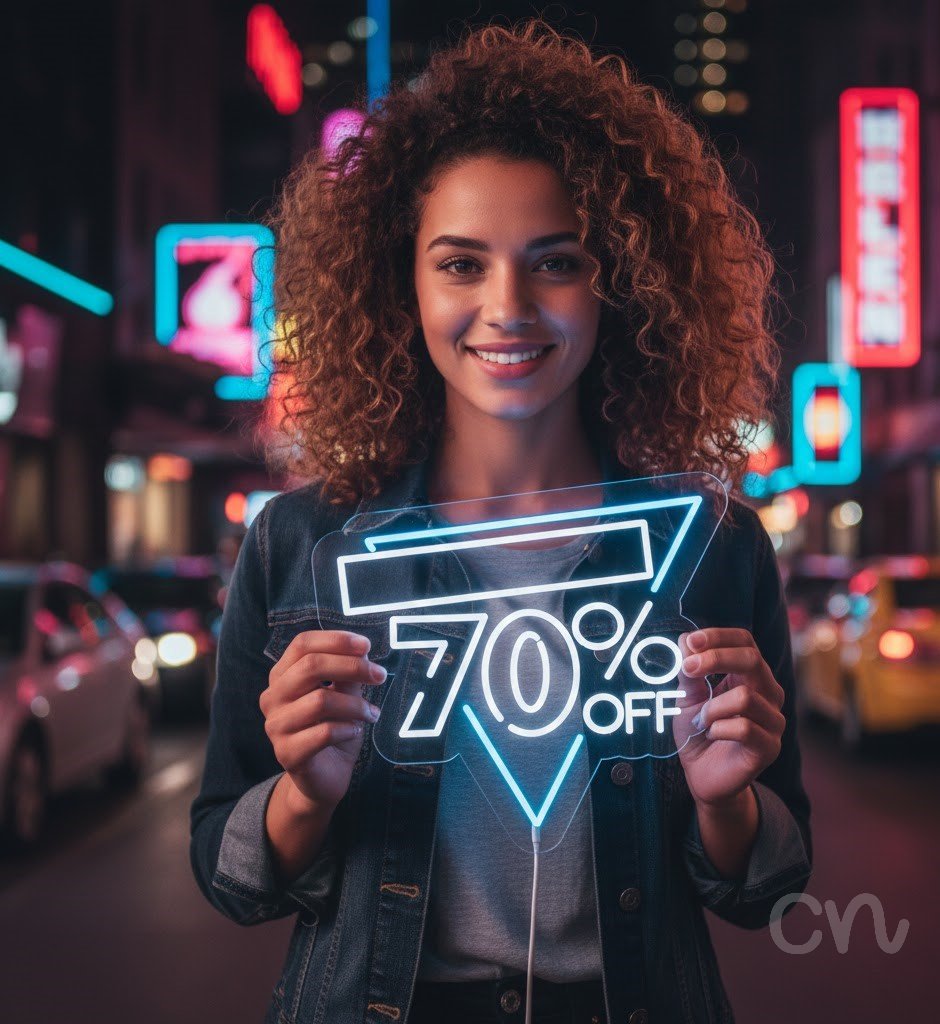 Custom Neon | 70% Off Neon Sign | 20x22 Inches | Ice Blue and White Neon Sign