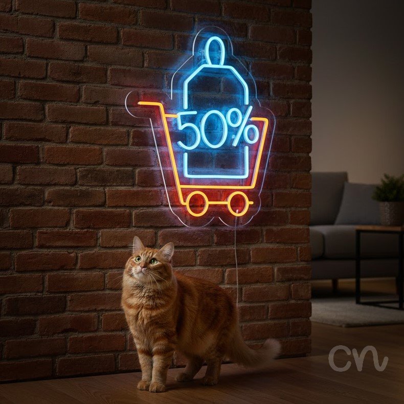 Custom Neon | 50% Neon Sign | 22x18 | Blue and Orange Neon Sign for Home Decor 2