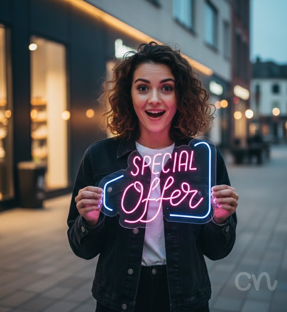 Custom Neon | Special Offer Neon Sign | 22x28 Inches | Hot Pink and Blue Neon Sign