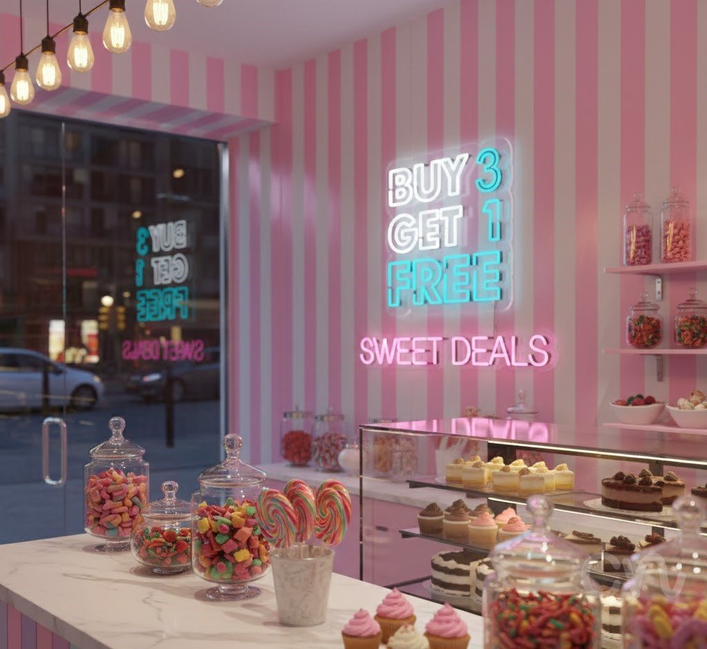 Custom Neon | Buy 3 Get 1 Free Neon Sign | 25x25 Inches | White Blue Neon Sign