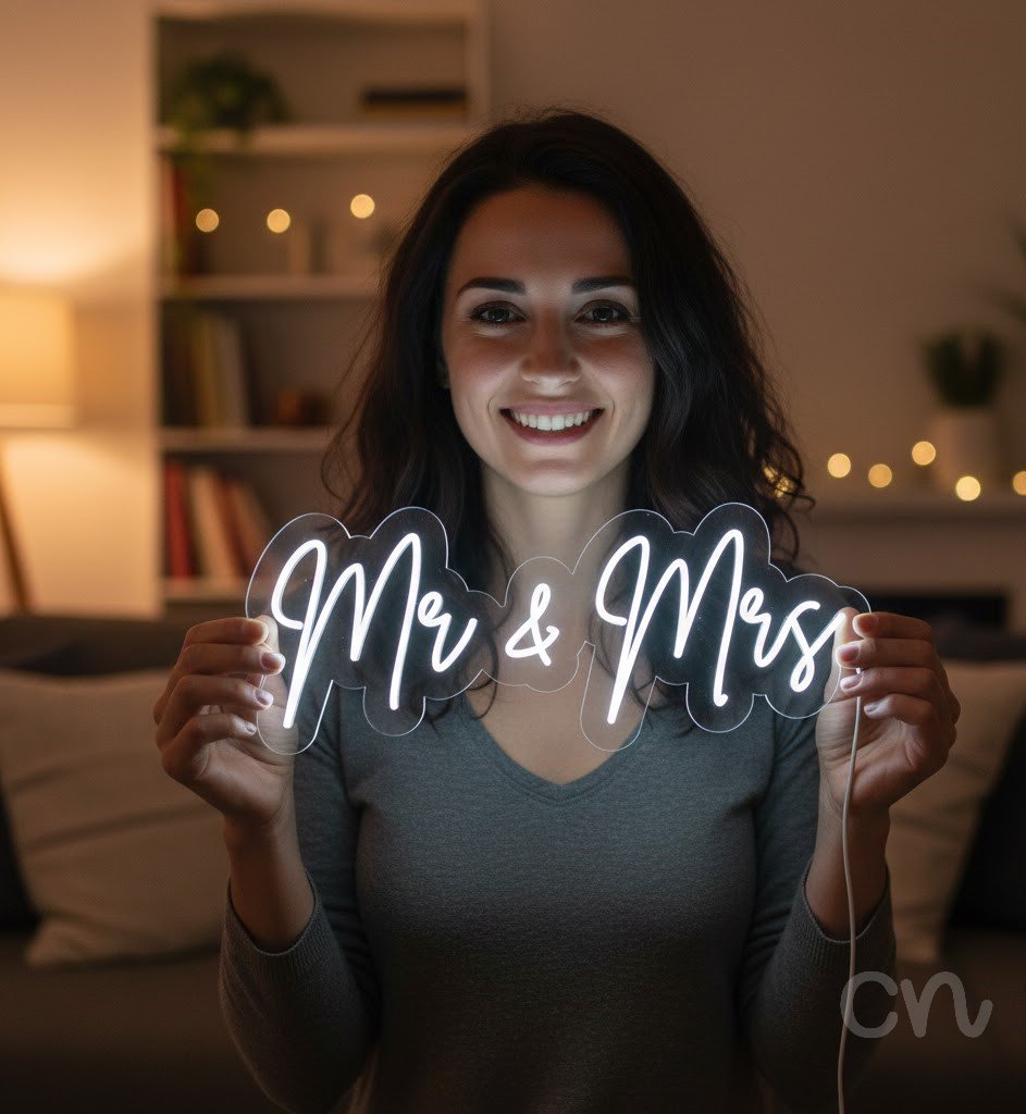 Custom Neon | Mr & Mrs Neon Sign | 12x30 | Warm White