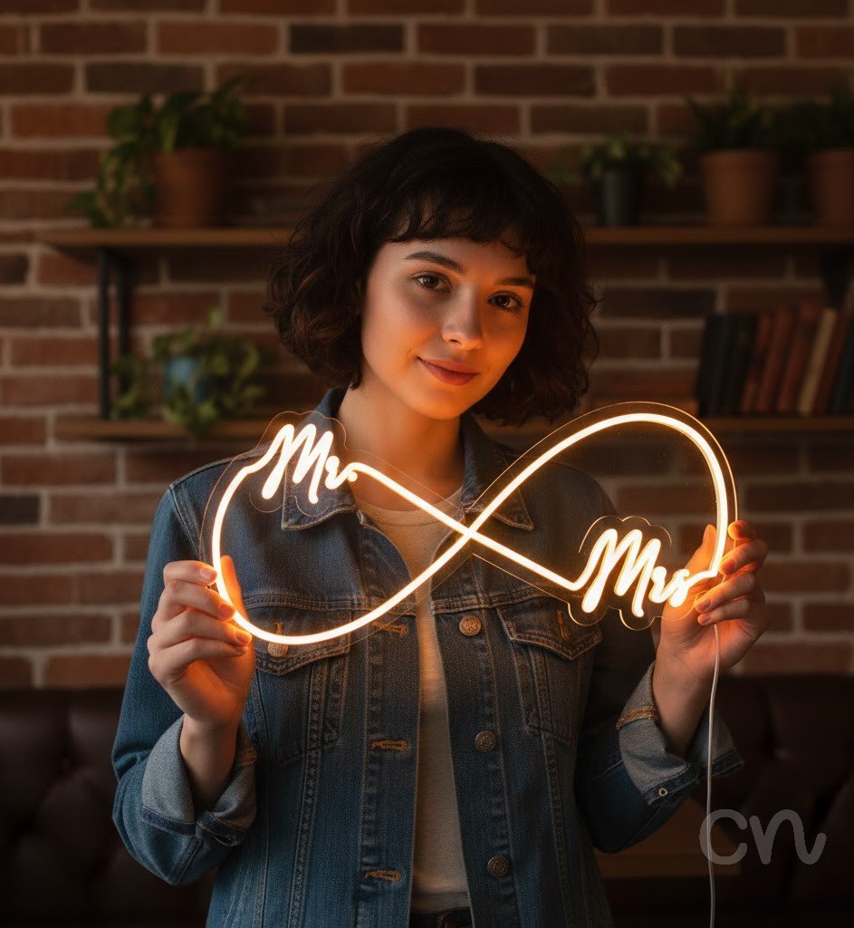 Custom Neon | Mr & Mrs Neon Sign | 14x30 | Warm Yellow Bright Romantic Decor