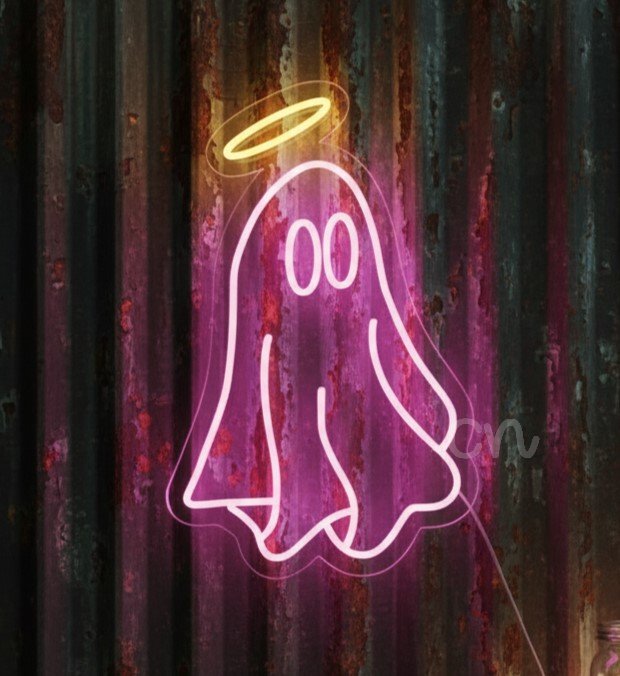Custom Neon | Angel Ghost Neon Sign | Pink & Yellow | 24x15
