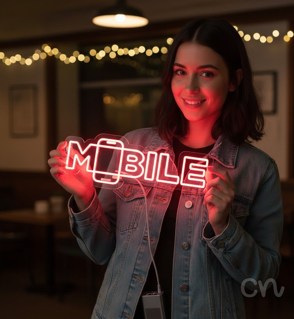 Custom Neon | Mobile Neon Sign | 7x20 Inches | Hot Pink Neon Sign for Home Bar Party