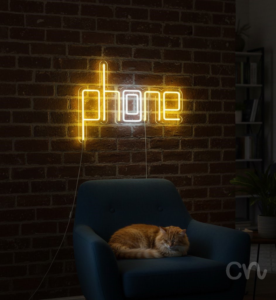 Custom Neon | Phone Neon Sign | 18x24 | Yellow Bright Neon Decor for Home or Bar 2