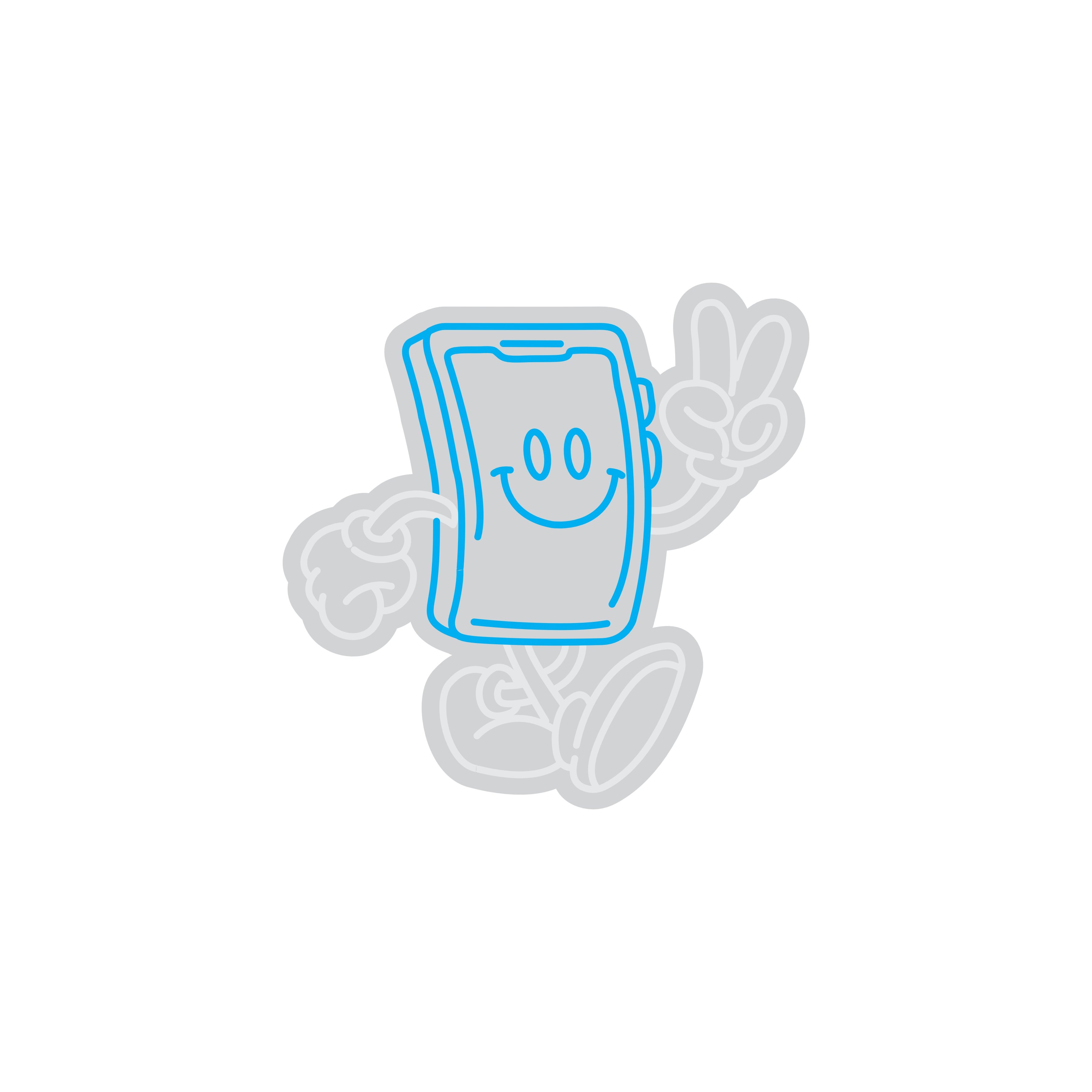 Custom Neon | Smiling Phone Neon Sign | 24x24 | Ice Blue 3