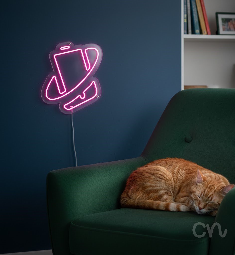 Custom Neon | Hat Design Neon Sign | 24x21 Inches | Hot Pink Bright Wall Decor 2