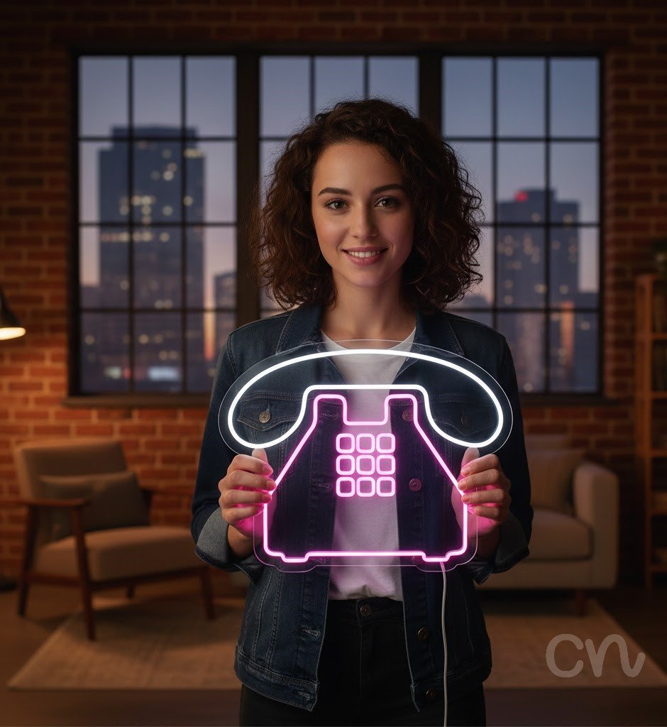 Custom Neon | Telephone Neon Sign | 19x24 | Hot Pink