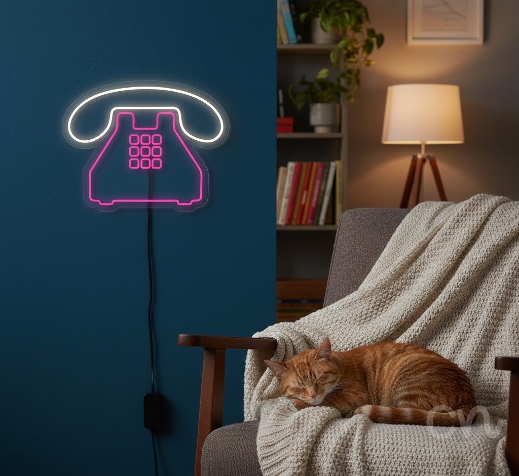Custom Neon | Telephone Neon Sign | 19x24 | Hot Pink 2