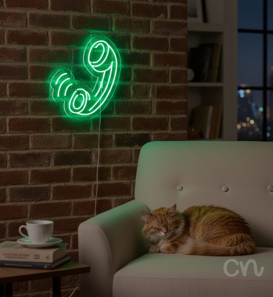 Custom Neon | Telephone Neon Sign | 23x21 Inches | Green Color for Home Bar Decor 2