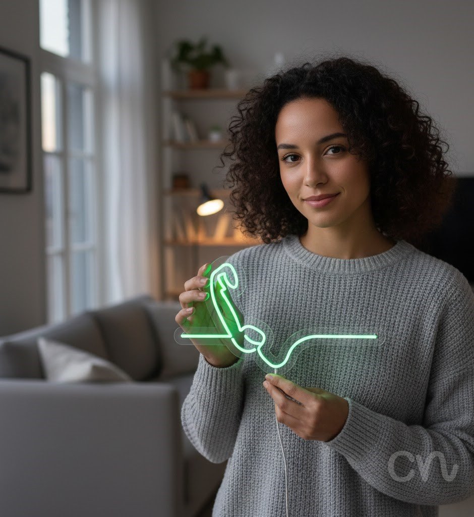 Custom Neon | Telephone Neon Sign | 15x27 | Green Light for Home Bar Restaurant Pub