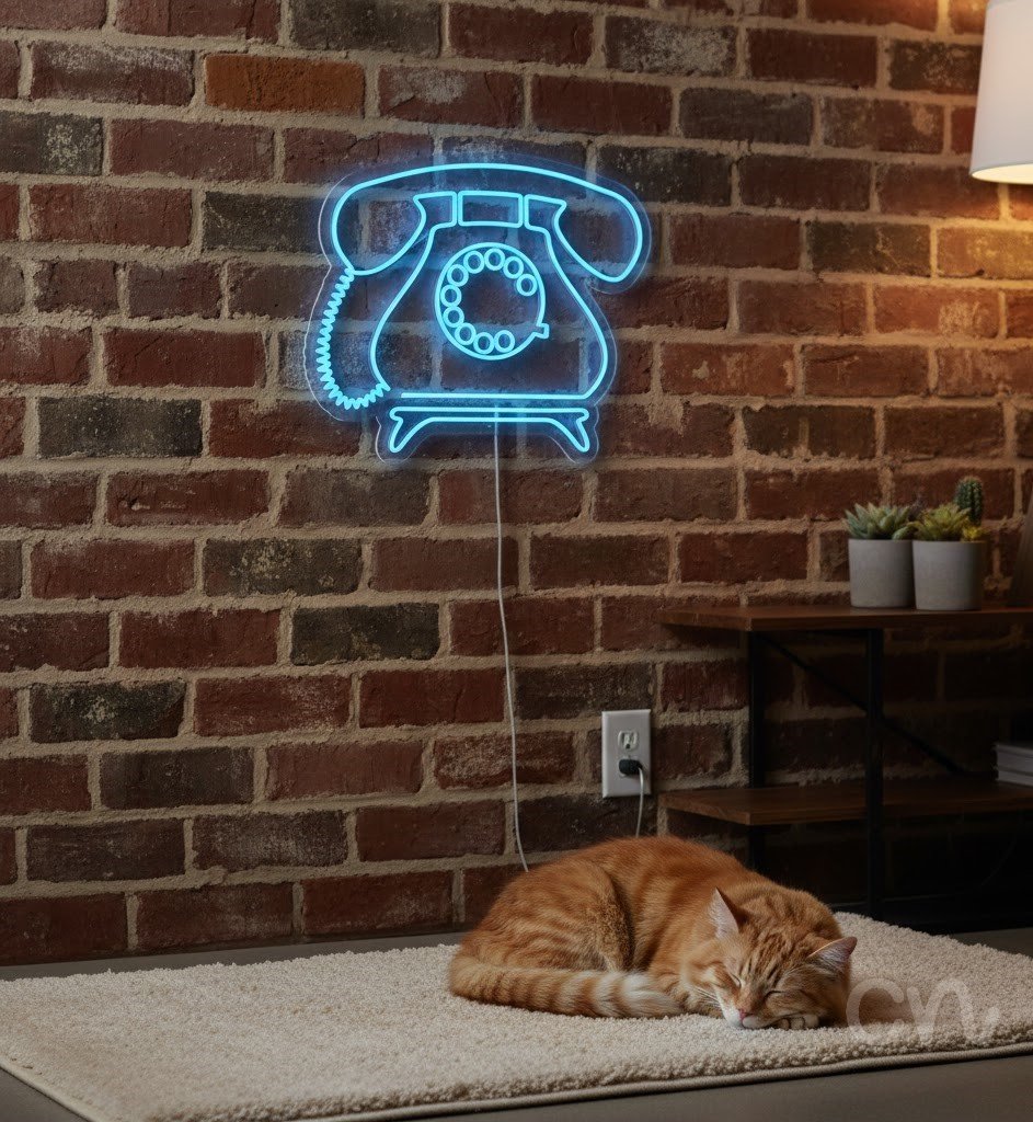 Custom Neon | Telephone Neon Sign | 25x30 Inches | Ice Blue Color for Stylish Decor 2