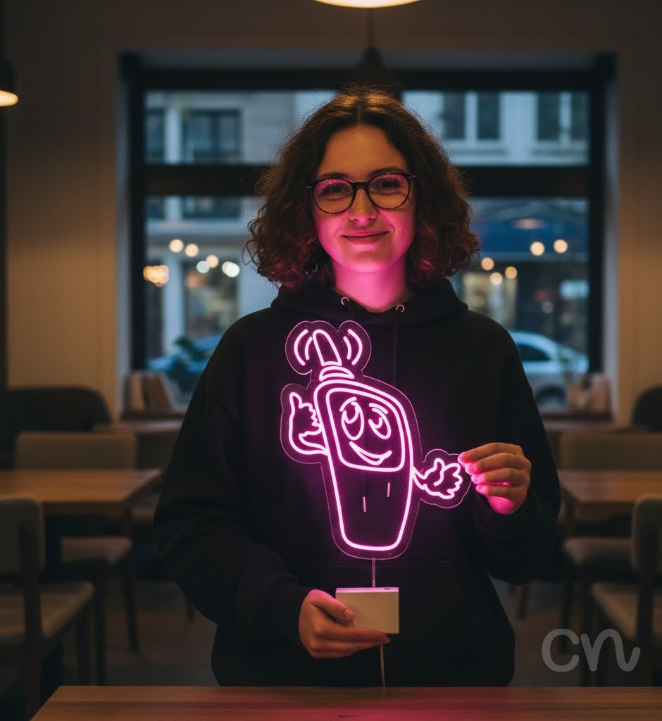 Custom Neon | Cellphone Cartoon Neon Sign | 26x21 Inches | Hot Pink