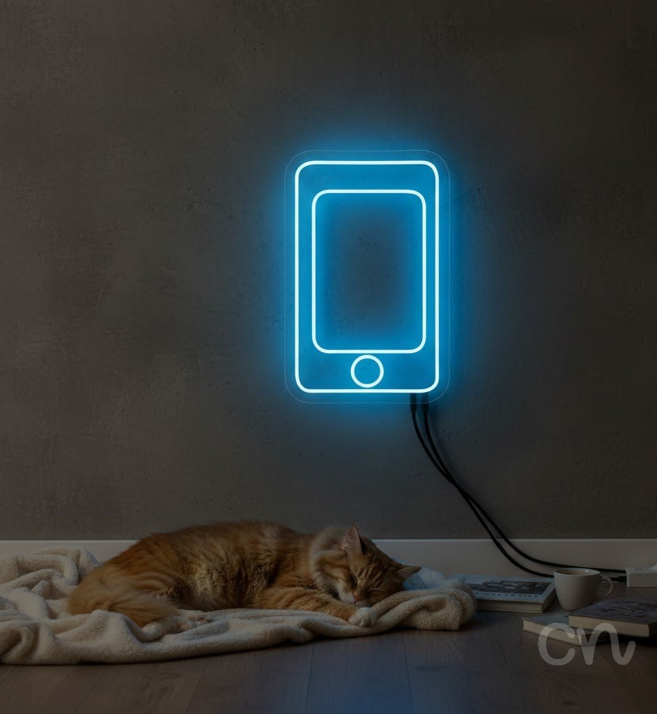 Custom Neon | Smartphone Design Neon Sign | 24x16 | Cyan Light for Modern Decor 2