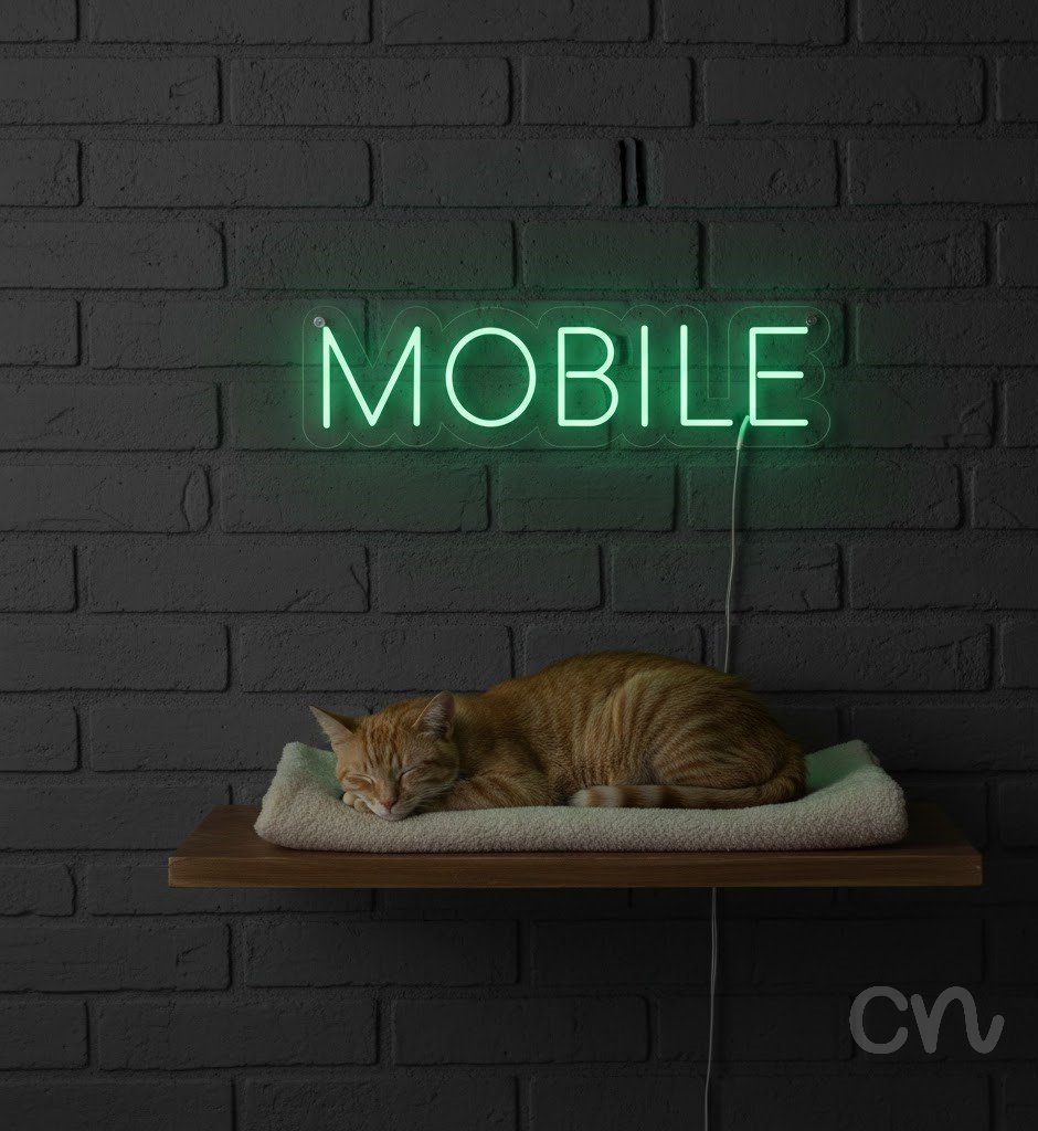 Custom Neon | Mobile Neon Sign | 7x26 Inches | Green Neon Sign for Modern Decor 2