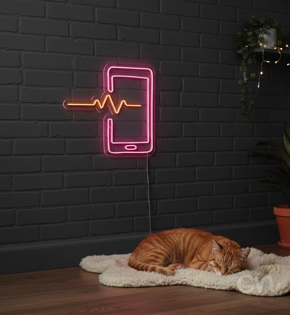 Custom Neon | Smartphone with Pulse Neon Sign | 24x26 | Hot Pink Orange 2