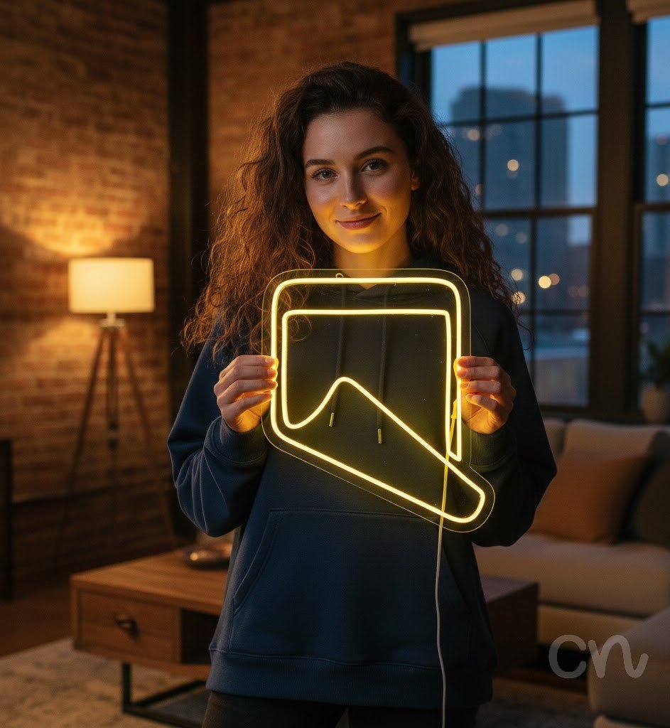 Custom Neon | Ice Cream Cone Neon Sign | 27x24 Inches | Yellow Neon Sign for Dessert Shops