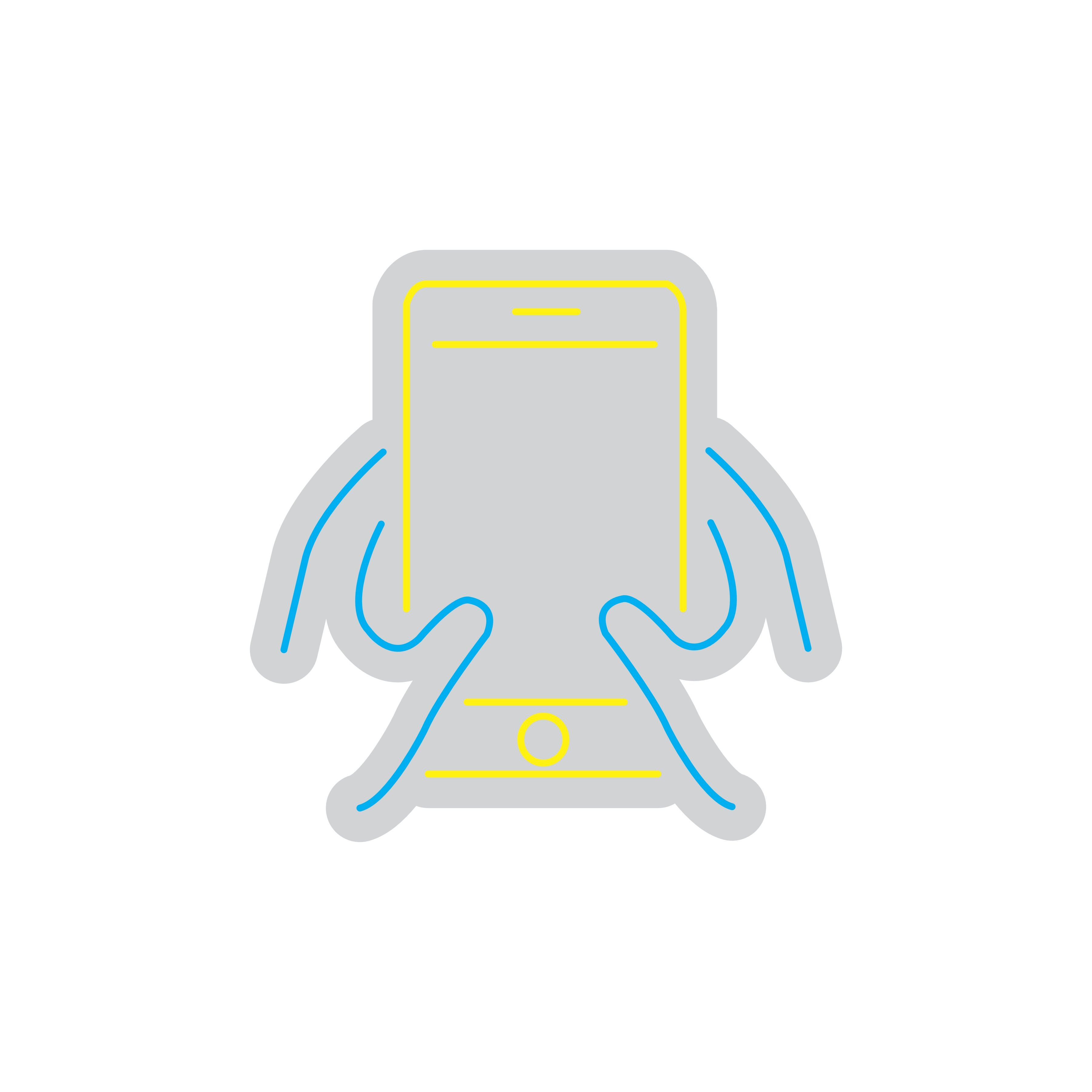 Custom Neon | Smartphone and Hands Neon Sign | 27x27 | Yellow, Blue 3