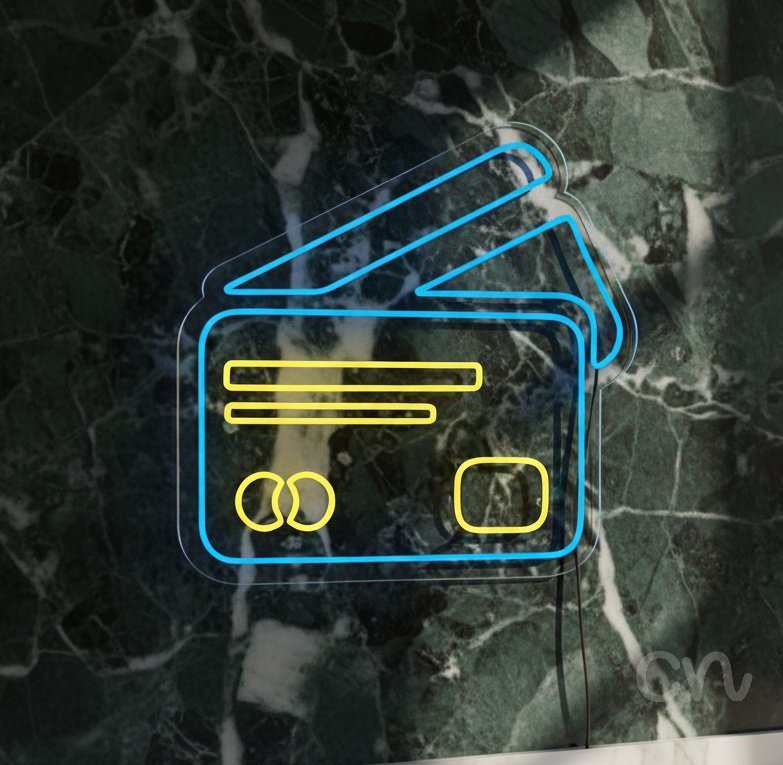 Custom Neon | Credit Card Design Neon Sign | 24x25 | Yellow and Blue Bright Sign