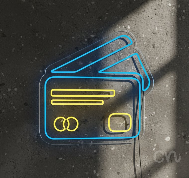 Custom Neon | Credit Card Design Neon Sign | 24x25 | Yellow and Blue Bright Sign 2