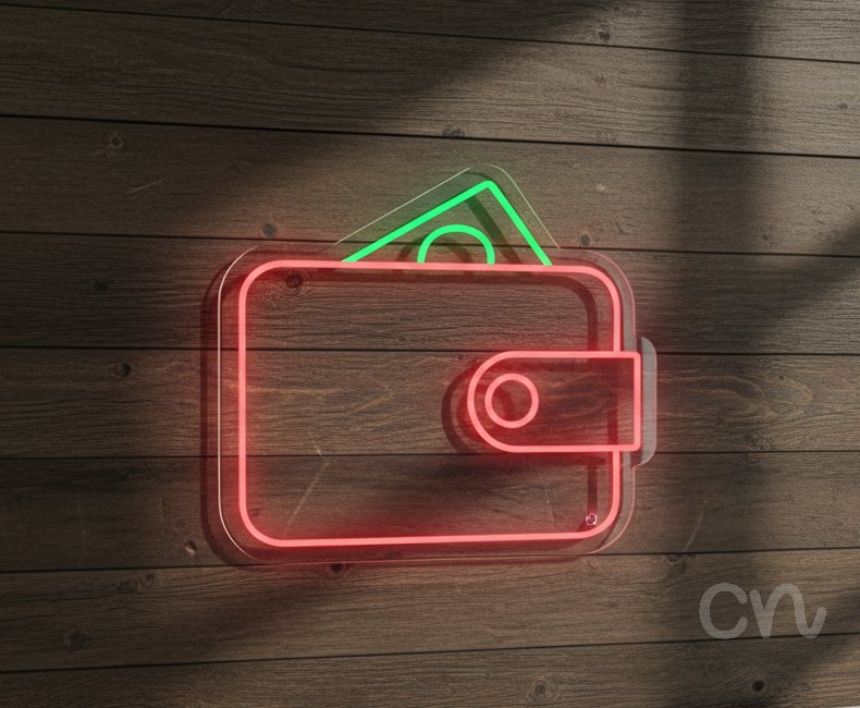 Custom Neon | Wallet with Money Neon Sign | 21x24 | Pink and Green 2