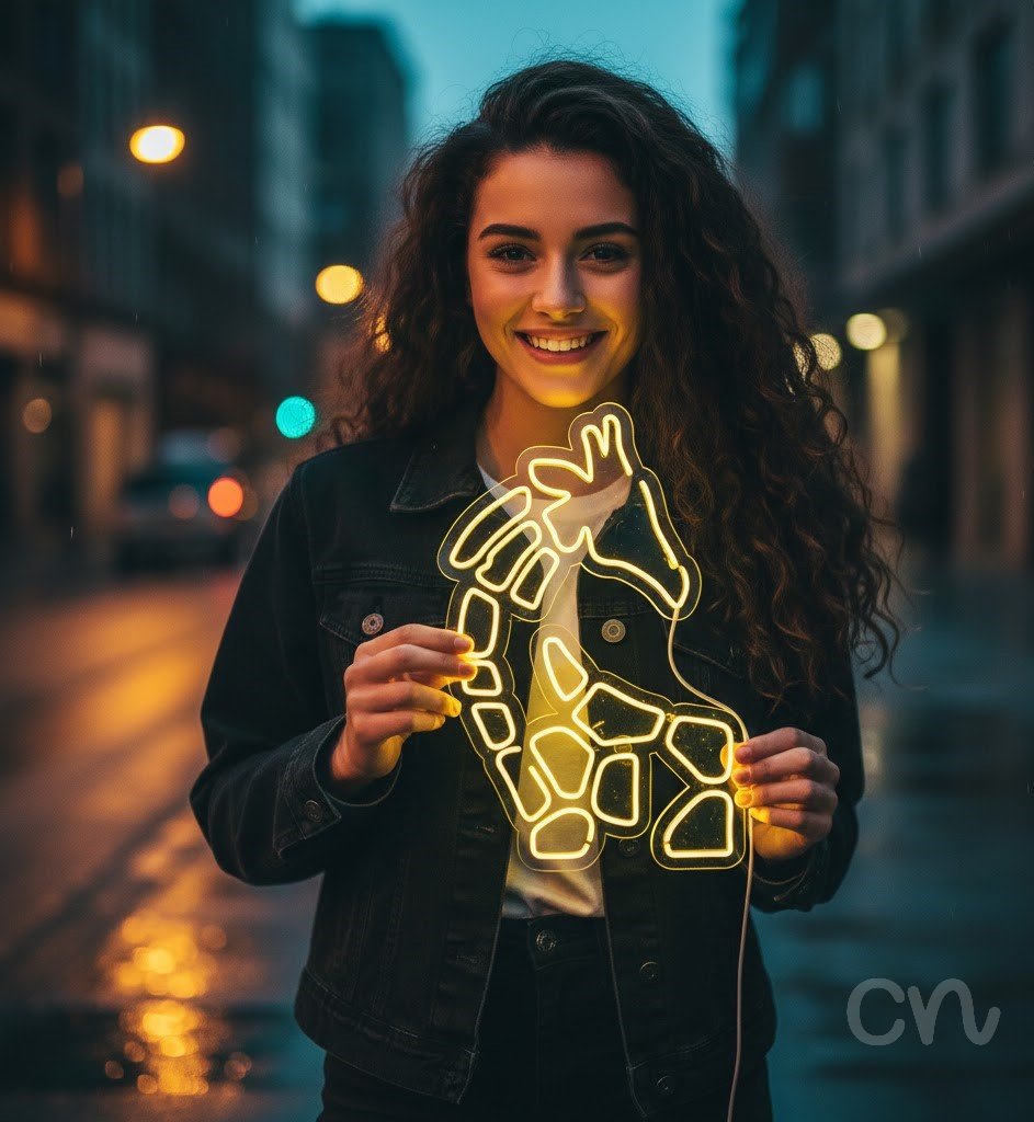 Custom Neon | Giraffe Neon Sign | 24x16 | Soft Yellow Neon Sign for Kids Room Decor