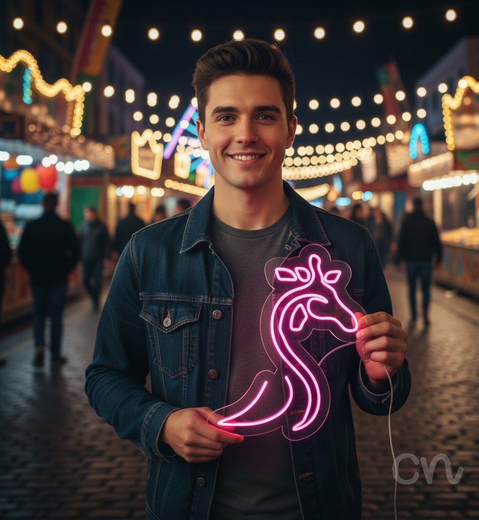 Custom Neon | Giraffe Neon Sign | 24x19 | Hot Pink | Perfect for Kids Room Decor