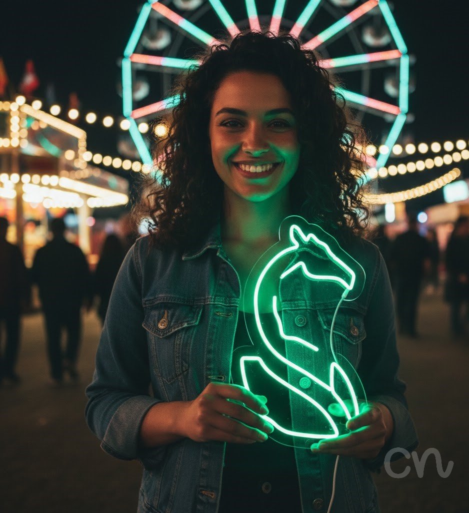 Custom Neon | Seahorse Design Neon Sign | 24x15 Inches | Green Color Display