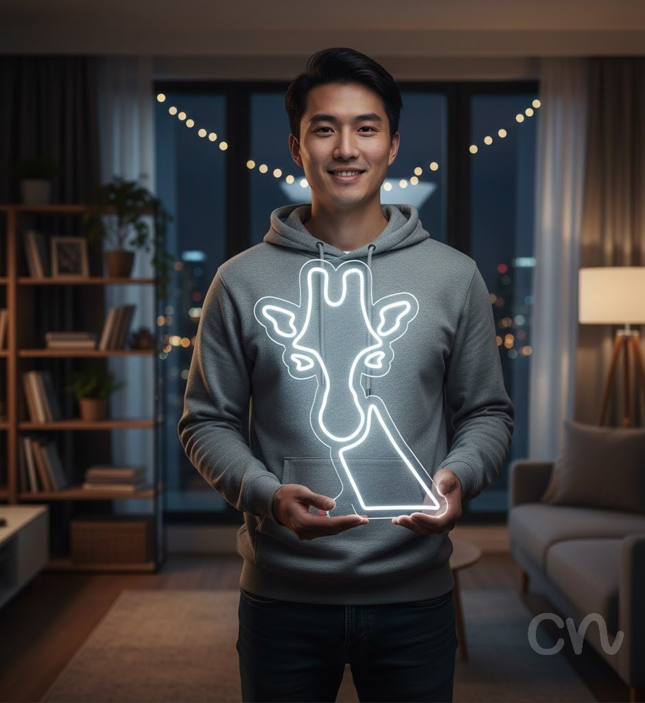 Custom Neon | Giraffe Neon Sign | 24x18 | Warm White | Bright, Unique Animal Decor