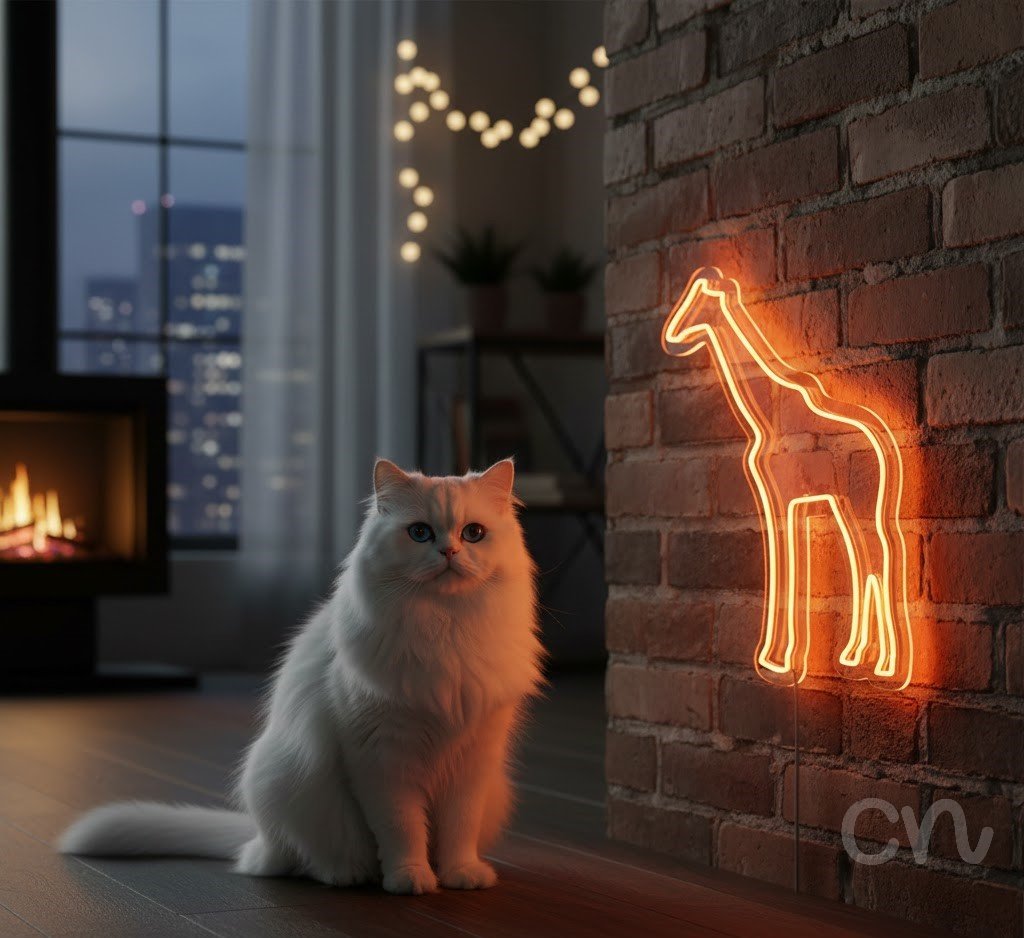 Custom Neon | Giraffe Neon Sign | 24x18 | Orange Neon Sign for Unique Home Decor 2