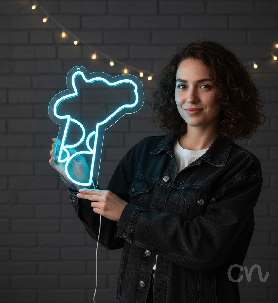 Custom Neon | Giraffe Neon Sign | 21x16 | Ice Blue Neon Sign for Room, Bar, Home Decor