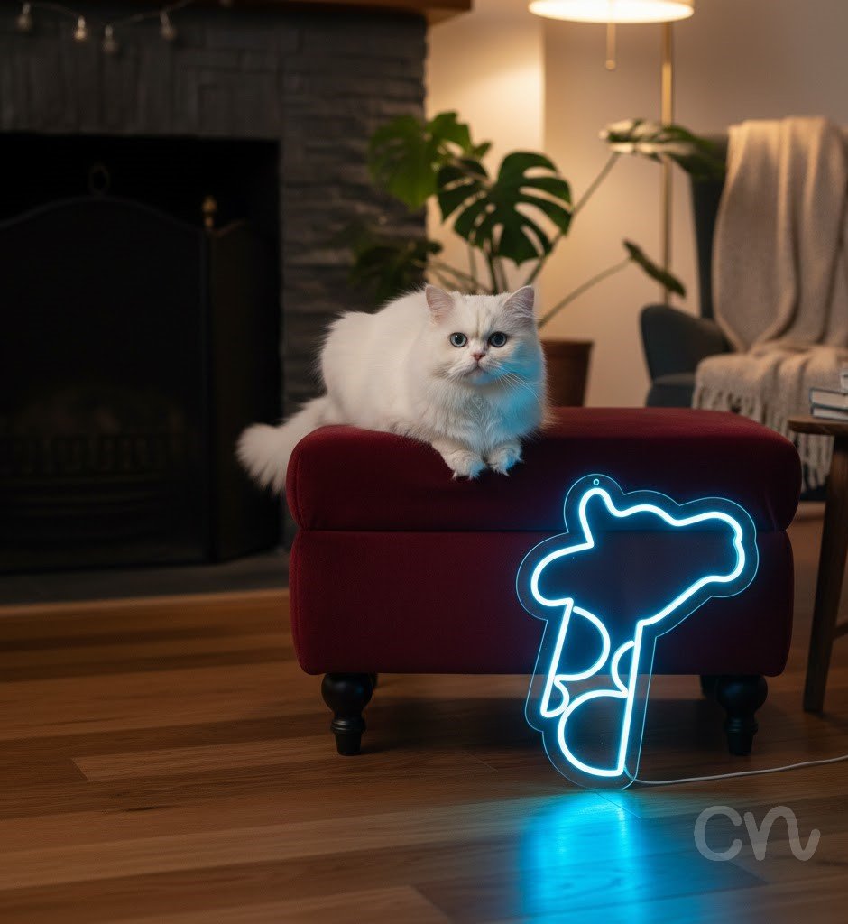 Custom Neon | Giraffe Neon Sign | 21x16 | Ice Blue Neon Sign for Room, Bar, Home Decor 2