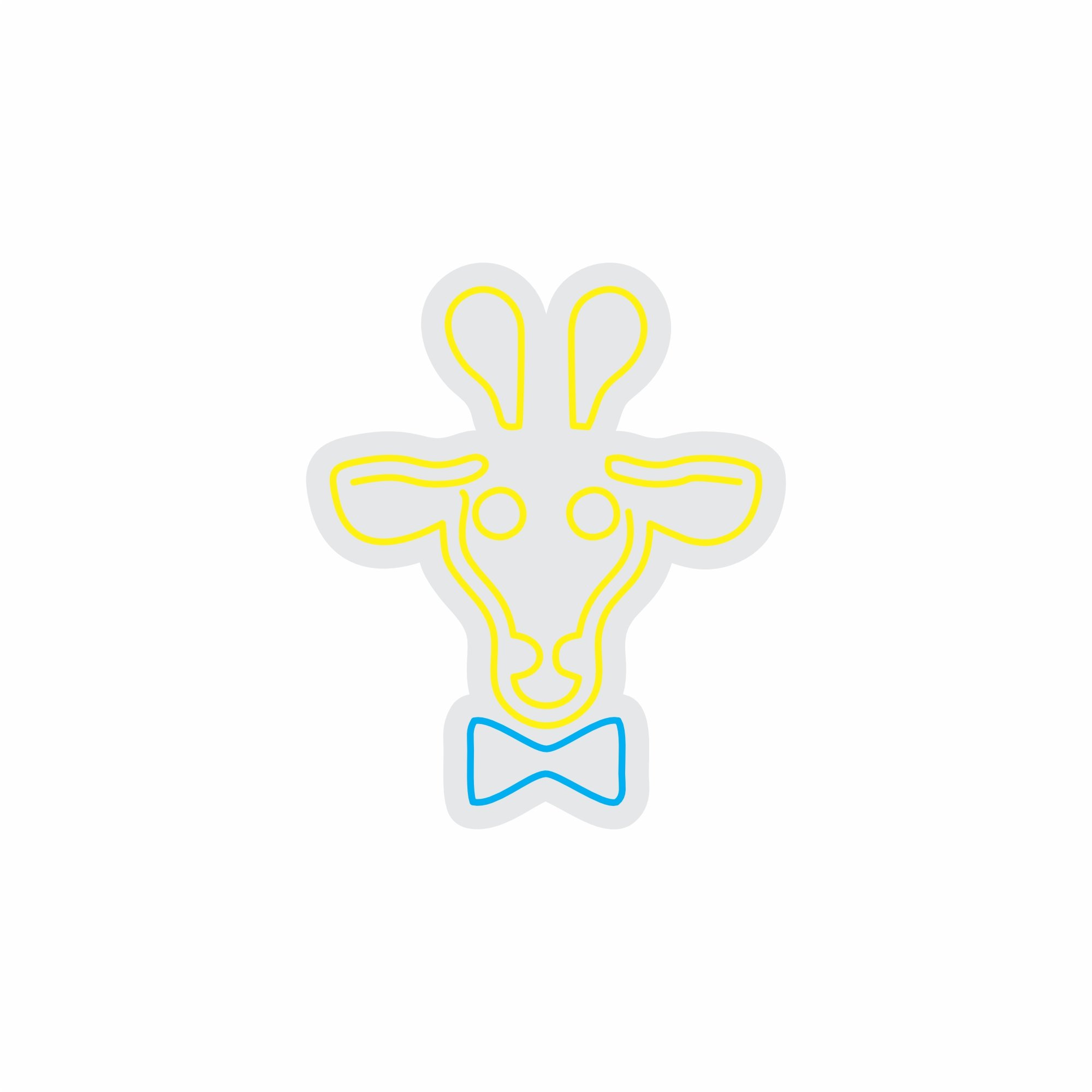 Custom Neon | Giraffe with Bow Tie Neon Sign | 26x22 | Yellow Blue 3