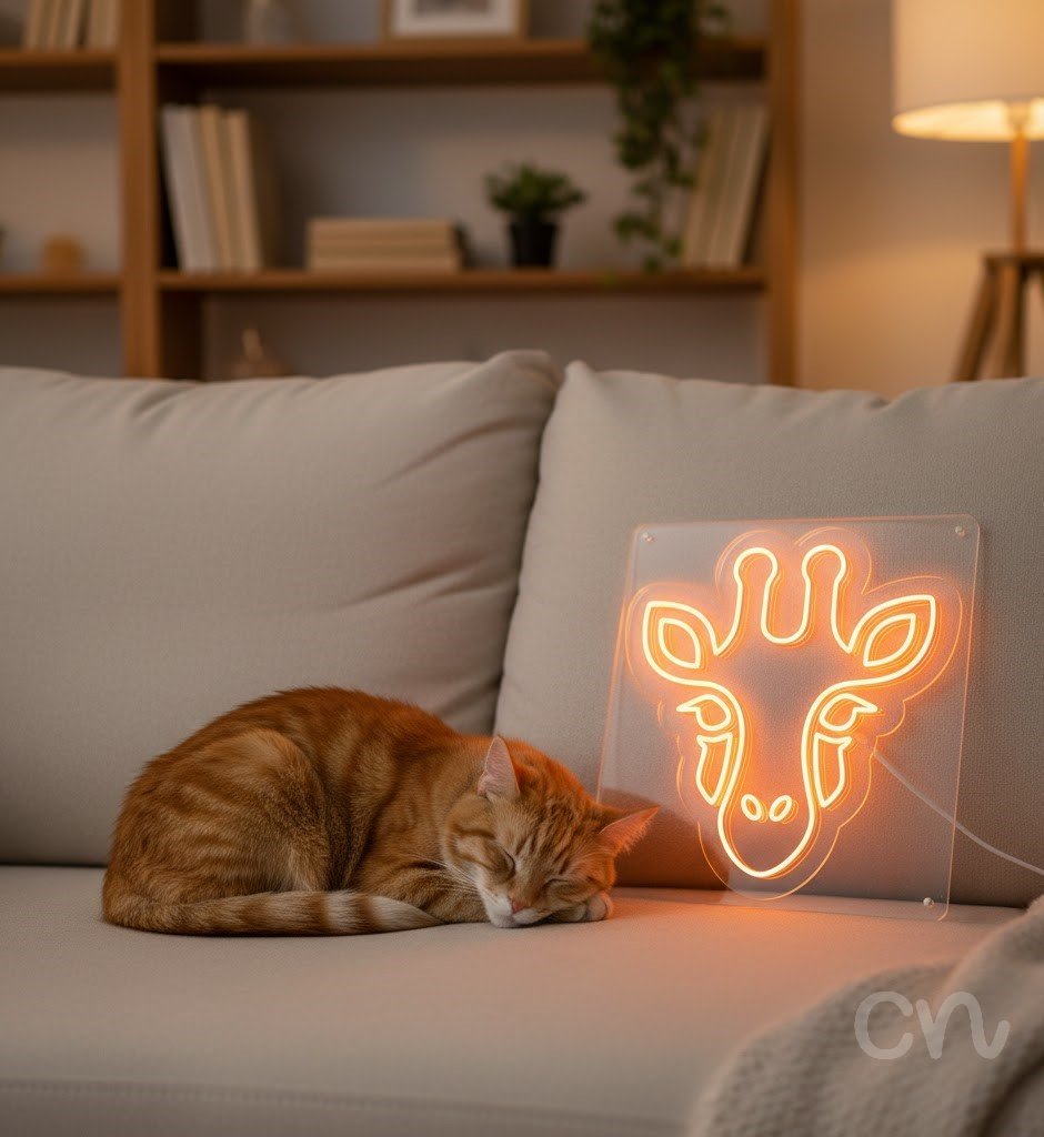 Custom Neon | Giraffe Neon Sign | 30x28 | Orange Bright Neon Sign for Home Decor 2