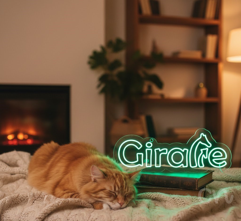 Custom Neon | Giraffe Neon Sign | 12x32 | Green Neon Sign for Home Bar Decor 2