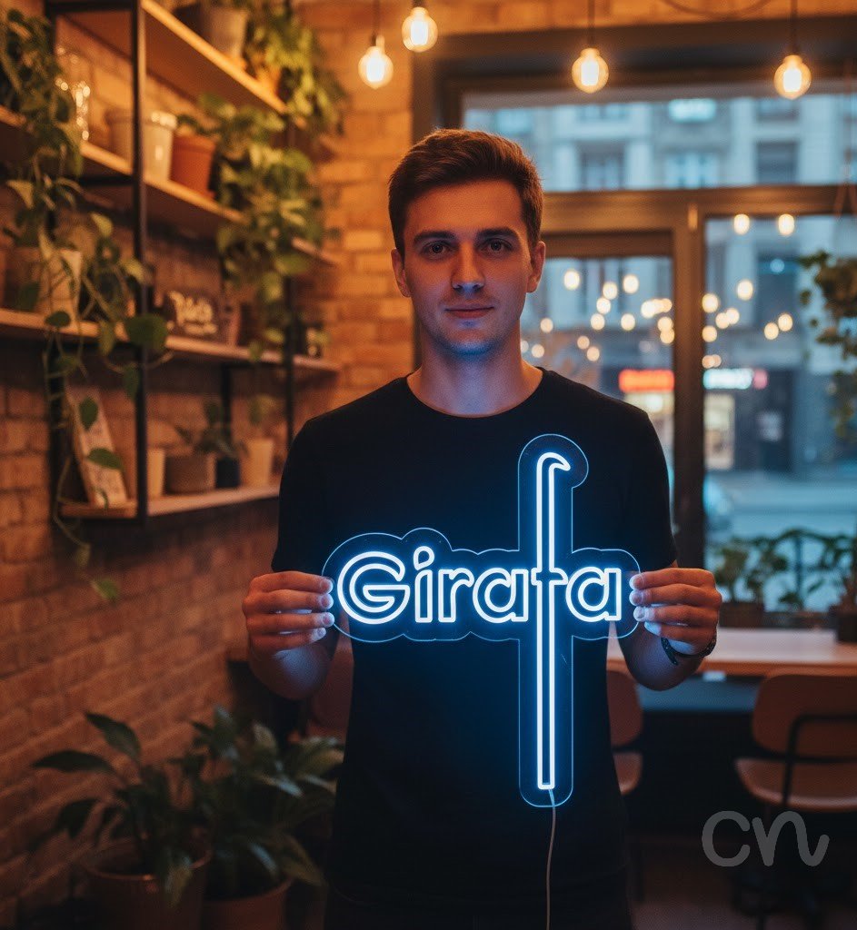 Custom Neon | Girafa Neon Sign | 26x23 | Ice Blue Neon Sign for Rooms and Decor