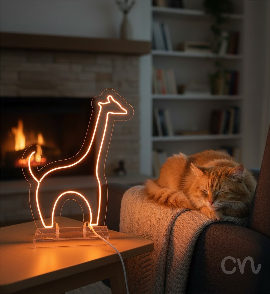 Custom Neon | Giraffe Neon Sign | 24x19 | Orange Neon Sign for Home Decor and Parties 2