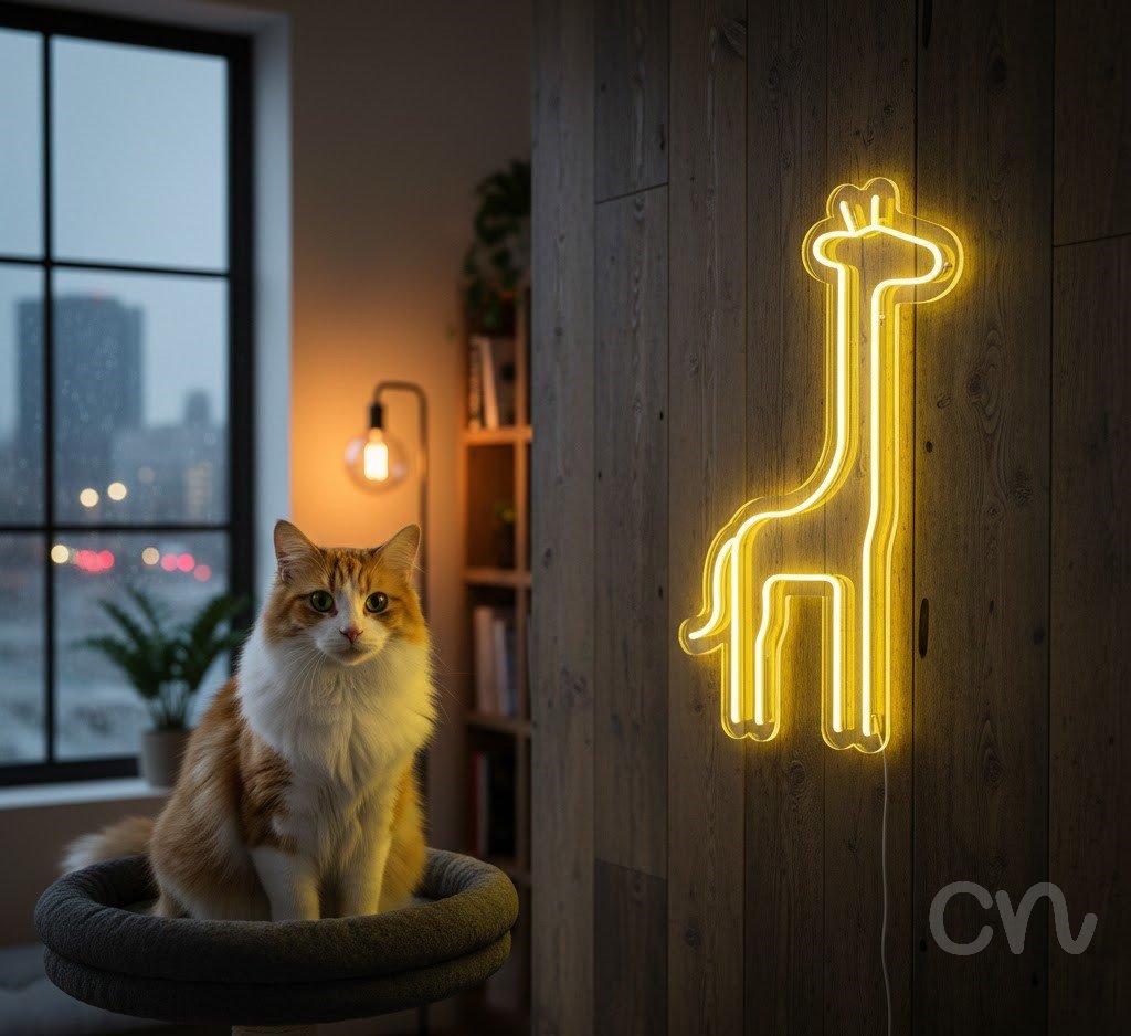 Custom Neon | Giraffe Neon Sign | 24x14 | Yellow Neon Sign for Decor and Bedroom 2
