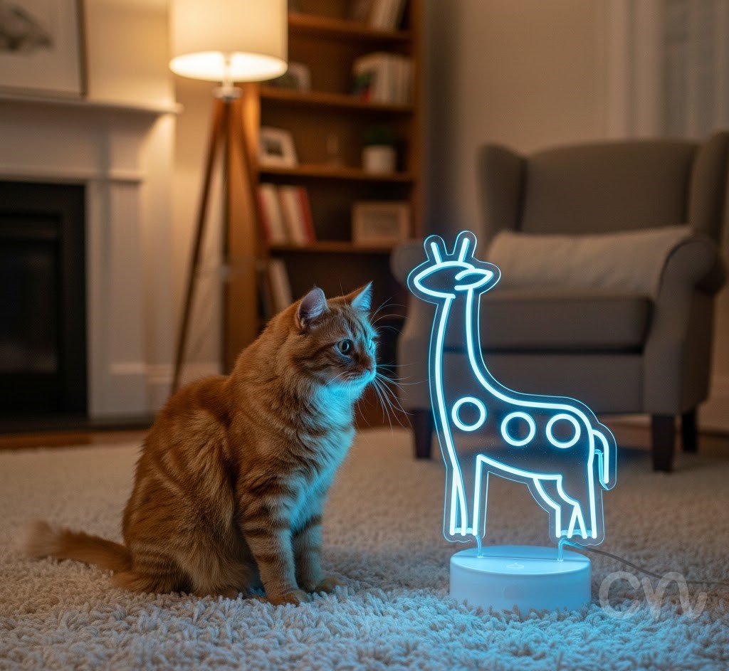 Custom Neon | Giraffe Neon Sign | 24x16 | Ice Blue Neon Sign for Decor and Room Glow