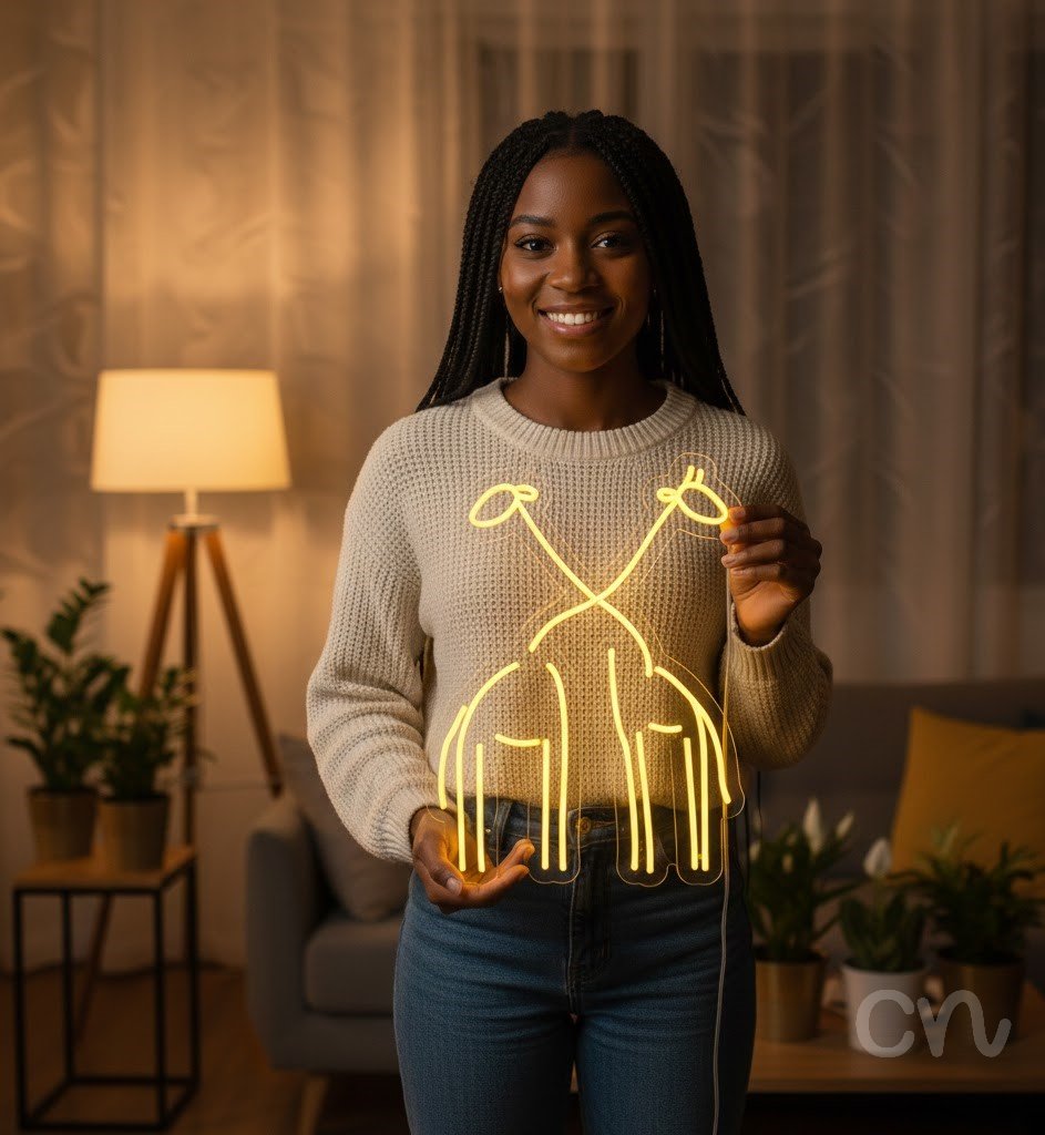 Custom Neon | Giraffes Neon Sign | 24x18 | Yellow Bright Neon Decor for Room