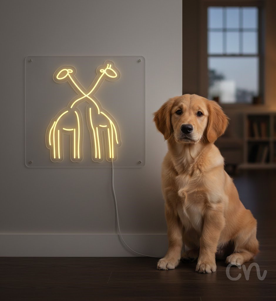 Custom Neon | Giraffes Neon Sign | 24x18 | Yellow Bright Neon Decor for Room 2