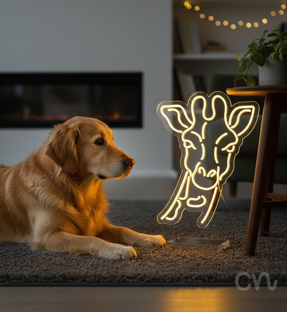 Custom Neon | Giraffe Head Neon Sign | 24x19 | Yellow Neon Sign for Home Decor 2