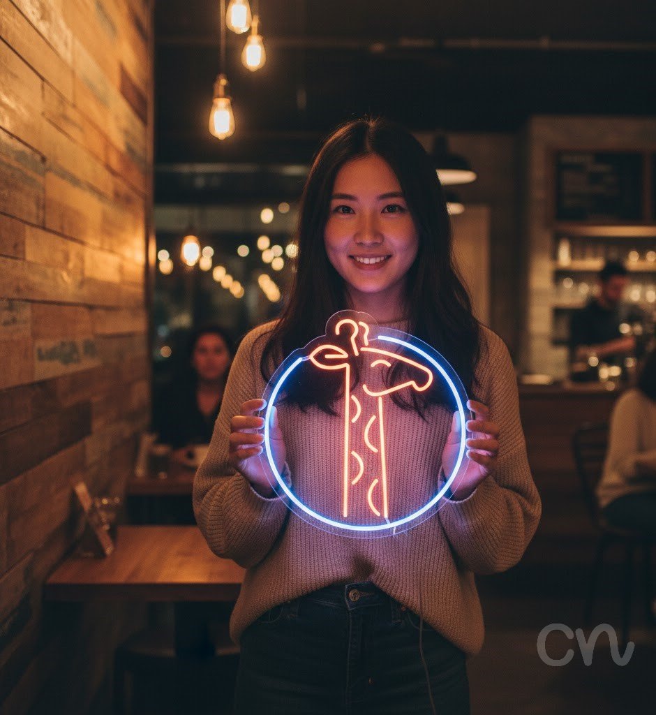 Custom Neon | Giraffe Neon Sign | 27x26 | Orange Neon Sign for Room Decor Lounge Bar