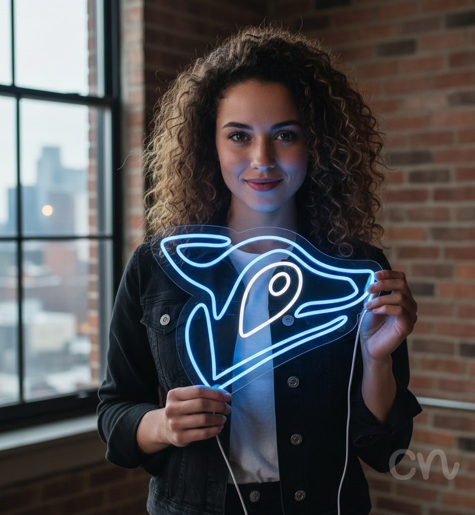 Custom Neon | Dog Face Neon Sign | 18x23 | Ice Blue and White